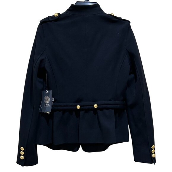 🎄NWT Vince Camuto VINTAGE Women Military Blazer Jacket Black Gold ButtonRARE XS - Picture 2 of 4
